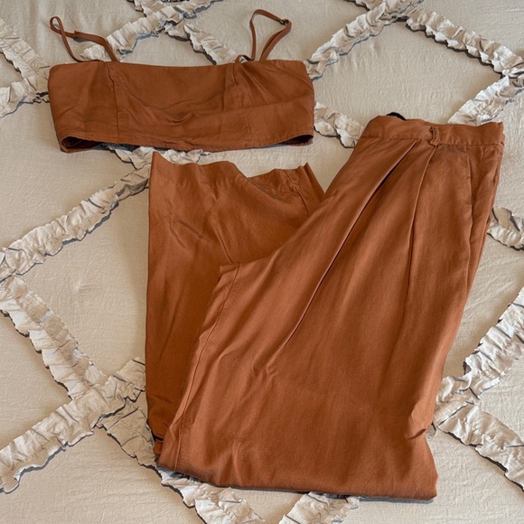 Kittenish Pants - Kittenish Rust Brown Two-Piece Set